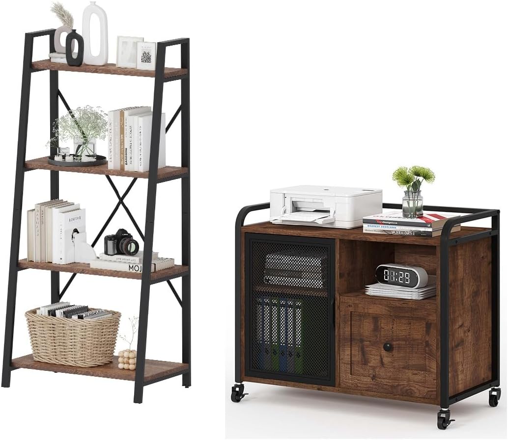 BON AUGURE 4 Tier Shelf and Filing Cabinet