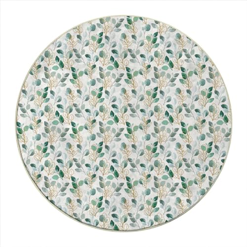 Round Rug 4 FT Western Office Desk Chair Mat Vintage Anti-Slip Floor Protector Mat Desk Chair Mats for Home Office Floor Carpets