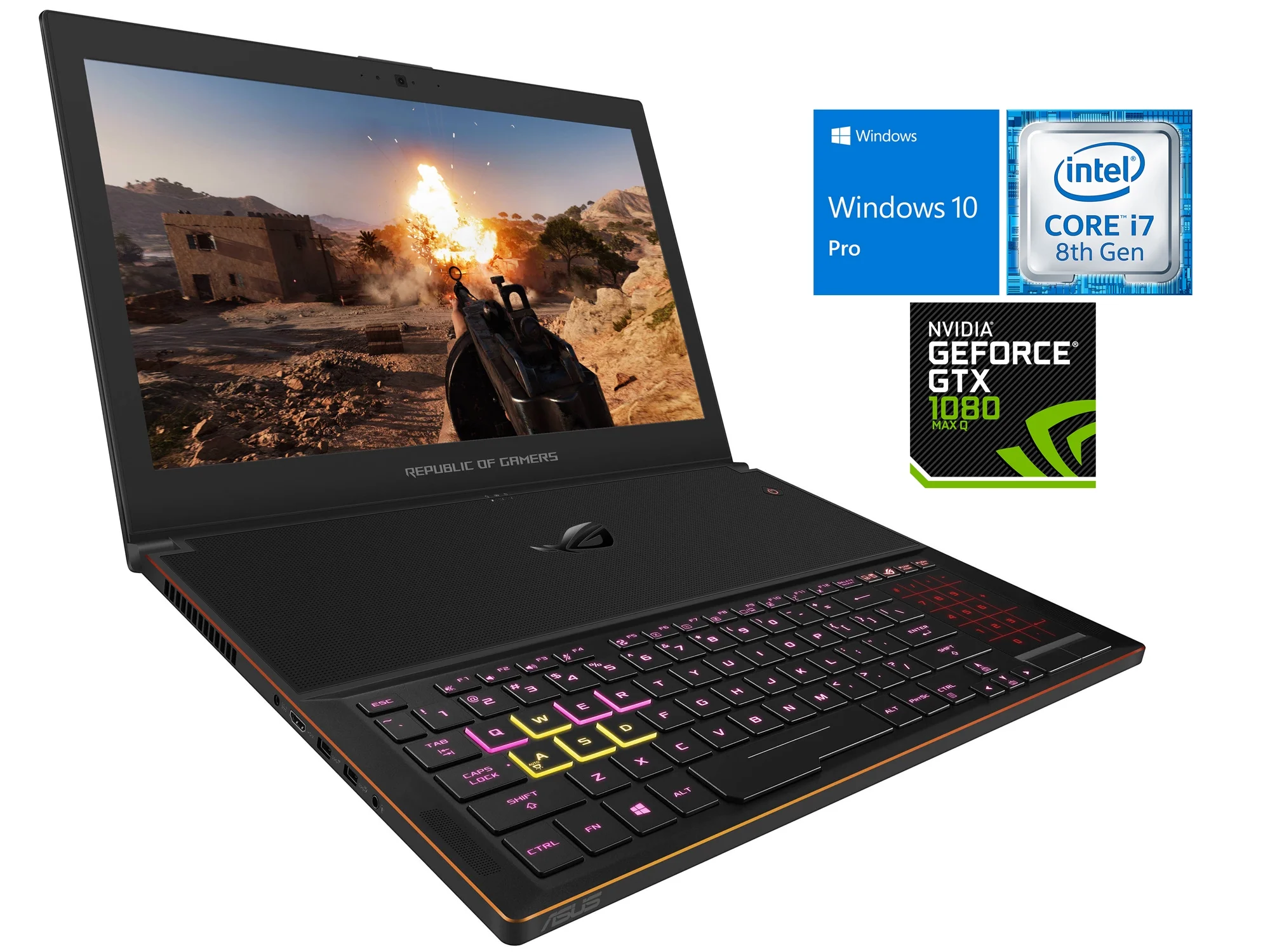 ASUS ROG Zephyrus Gaming Notebook, 15.6" IPS 144Hz FHD Display, Intel 6-Core i7-8750H Upto 4.1GHz, NVIDIA GTX 1080 8GB, 16GB RAM, 512GB NVMe SSD, Backlit Keyboard, Wi-Fi, Bluetooth, Windows 10 Pro