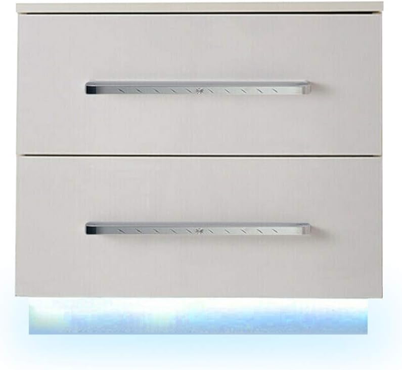 Modern LED End Table&Nightstand for Bedroom,Bed Side Table/Night Stand with Led Lights Bedroom Furniture White Built in Multi-Colour LED Nightstand High Gloss Bedside Cabinet with 2 Drawers