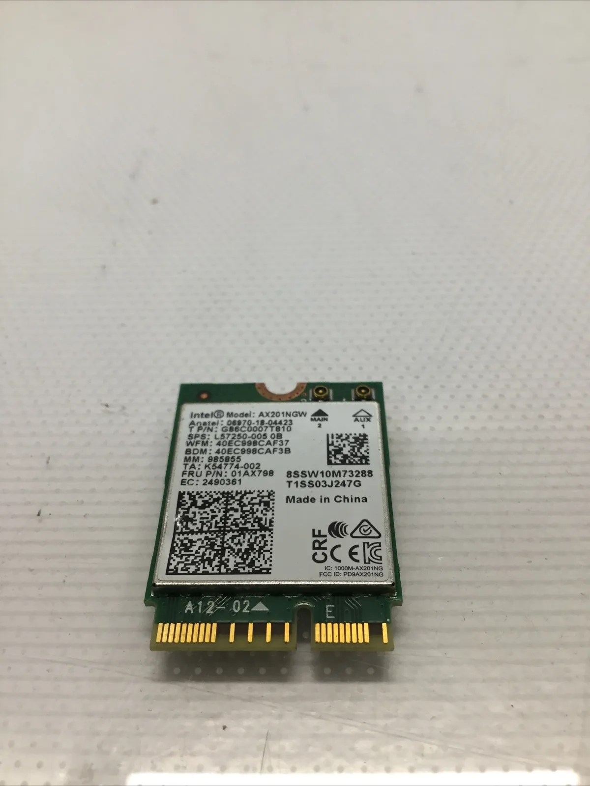 Pre-Owned AX201NGW Intel Dual Band CNVIO2 802.11AX Wlan Bluetooth 5.1 Wifi Card L57250-005 Laptop Wireless Cards - Wifi