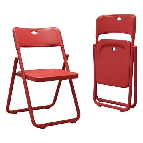 2 Pack Plastic Folding Chair, 440lb Capacity, Portable Commercial Chair with Steel Frame for Home Office Wedding Party Indoor Outdoor Events, Stackable(Red)