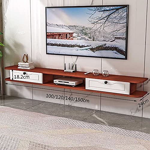 Floating TV Stand Cabinet Wall Hanging Tv Cabinet,Solid Wood Wall Mounted Media Centre,Floating Entertainment Unit for Living Room Bedroom Tv Set-Top Box Rack Hello