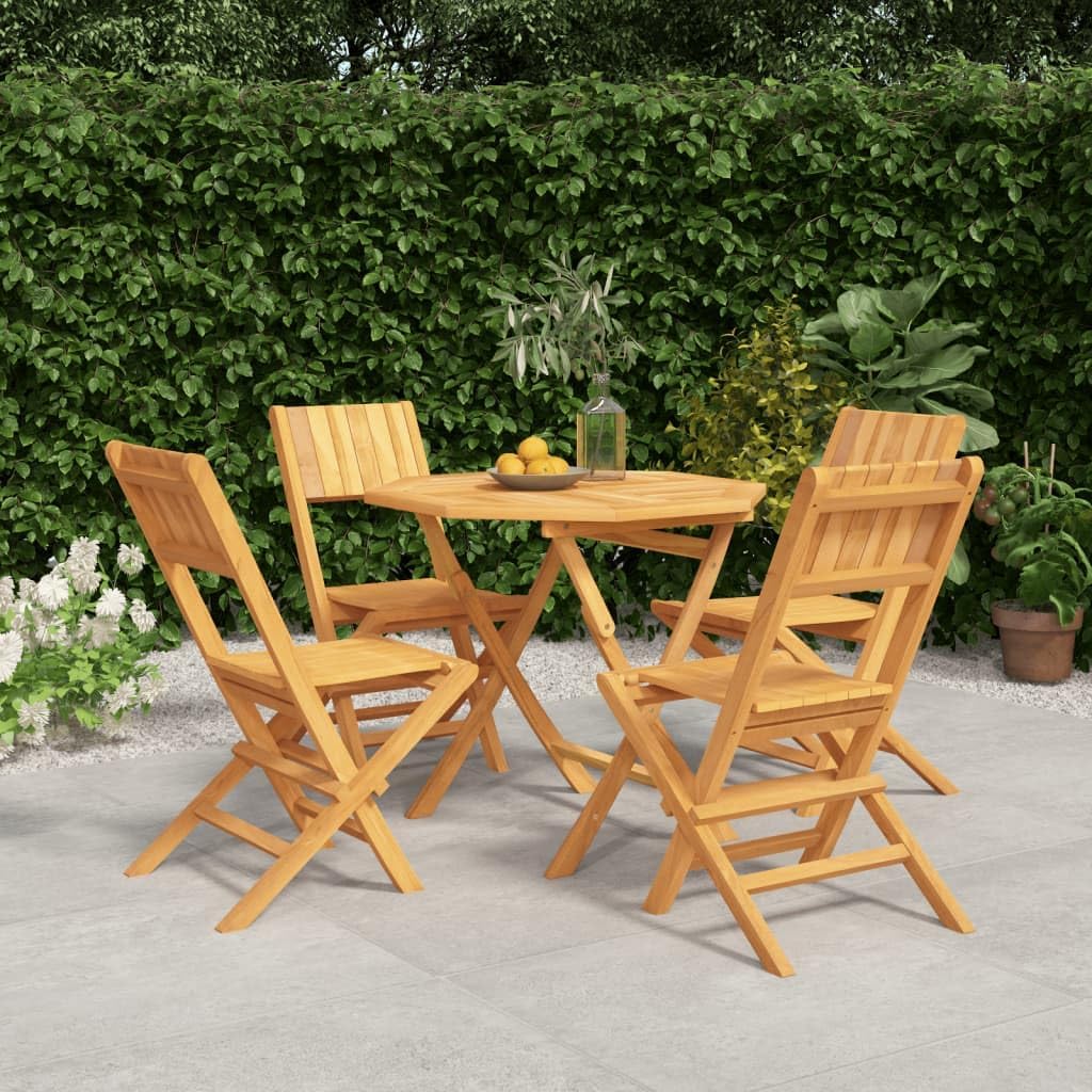 5 Piece Patio Dining Set Solid Wood Teak,Furniture,Outdoor Furniture,Outdoor Furniture Sets,Brown,44.04kg/96.888ib