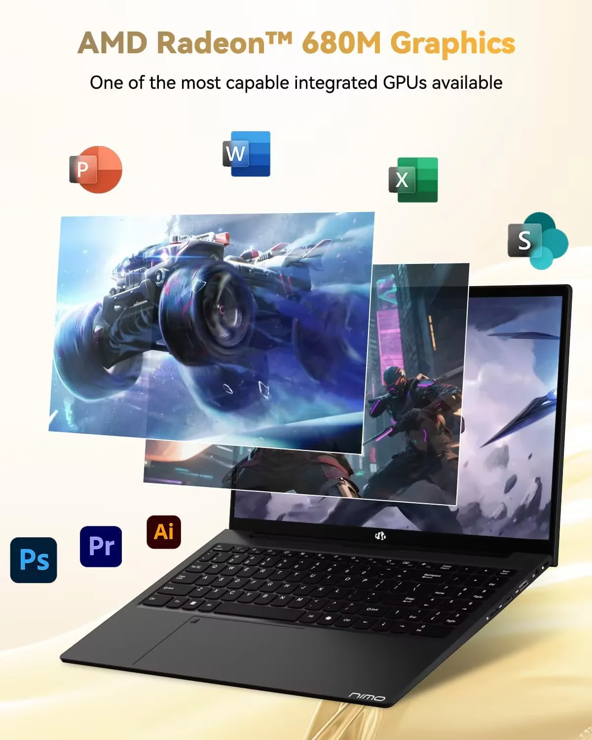 15.6" Light-Gaming-Laptop, 8 Cores AMD Ryzen 7 Pro 6850U 32GB LPDDR5 RAM 1TB SSD (Beat i7-1360P Up to 4.7GHz) AMD Radeon 680M GPU IPS FHD Computer with 100W Type-C Backlit Keyboard Fingerprint