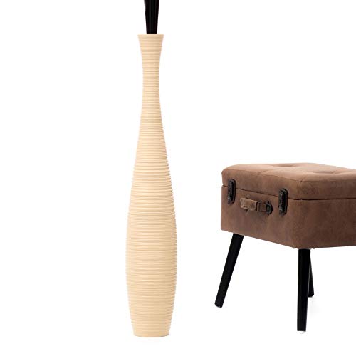 Leewadee Large Floor Vase – Handmade Flower Holder Made of Wood, Sophisticated Vessel for Decorative Branches and Dried Flowers, 36 inches, Black