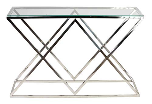 Cortesi Home Gwen Contemporary Glass Console Table, Silver
