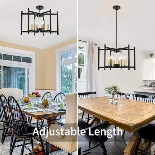 22” Modern Dinning Room Light Fixtures Over Table,Black Kitchen Chandelier for Dinning Room, Rustic Chandelier for Living Room,Modern Industrial Chandelier for,Entryway,Foyer (E12 Bulb)