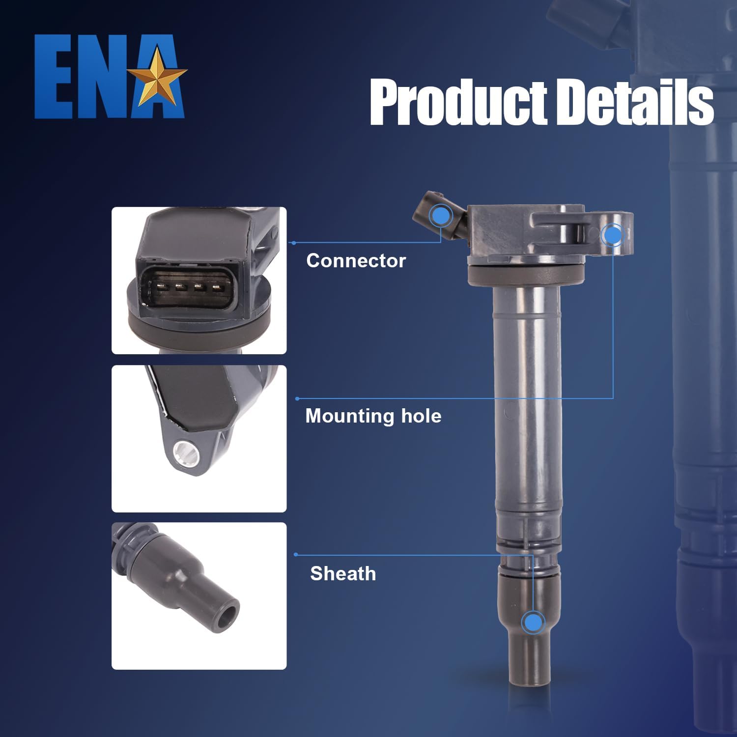 ENA Set of 4 Ignition Coil Pack 2.5L 2.7L L4 2009 2010 2011 2012 2013 2014 2015 Compatible with Toyota Lexus Scion Highlander RAV4 Camry Avalon Sienna tc ES300H IS250 Coils for UF507 C1596 9091902250