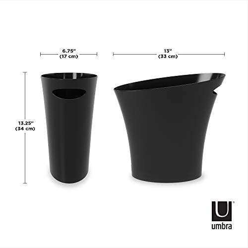 Umbra Skinny Sleek & Stylish Bathroom Trash, Small Garbage Can Wastebasket for Narrow Spaces at Home or Office, 2 Gallon Capacity, Bronze, 3-Pack