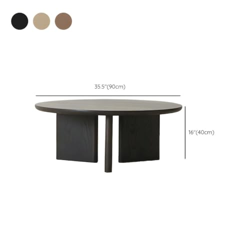 Contemporary Solid Wood Coffee Table Round Abstract Coffee Cocktail Table Nordic Ash Wood Round Coffee Table Geometric Japanese Style Bay Window Table Tea Table Black 35.5