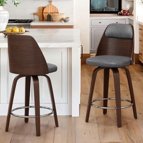 Counter Height Bar Stools Set of 4, Faux Leather Counter Stools, 26