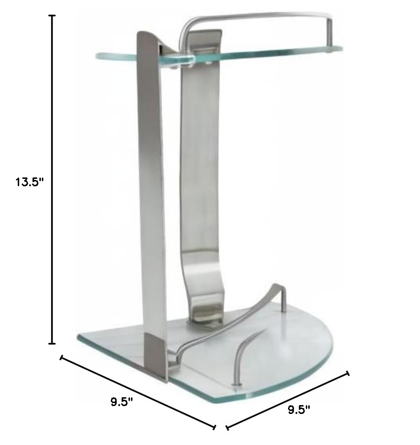 Double Corner Glass Shelf with Rail – Satin Nickel – 5 Year Warrantee
