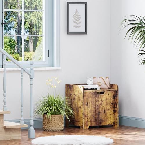 Kids Storage Chests & Trunks,Small Box Cube Toy Storage Organizer Black,Wooden Entryway Storage Bin For Home Books Clothes Toy,Small Square Nightstand ForPlayroom,Bedroom(15.4x11.8x15.3inches)