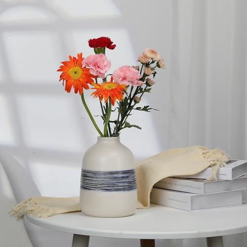 Rustic Farmhouse Vase for Home Decor, 9.4''Large Ceramic Flower Vase,Vintage Pottery Vase Terracotta Vase,Tall Ceramic Farmhouse Vase for Living Room,Bedroom,Bookshelf,Mantel Decoration