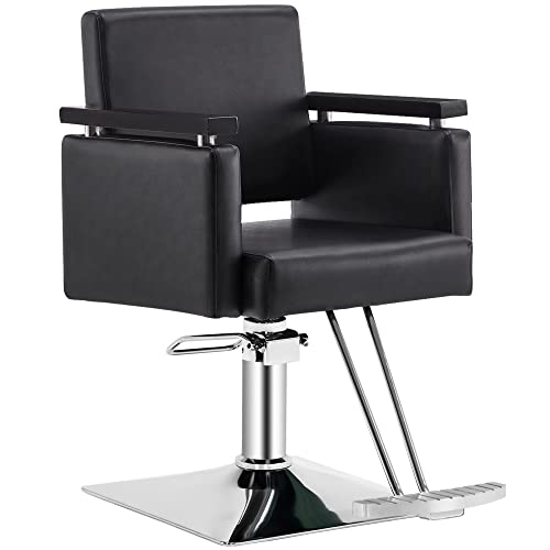 BarberPub Classic Hydraulic Barber Chair Salon Chair Beauty Spa Styling Salon Equipment 8803 (Black)