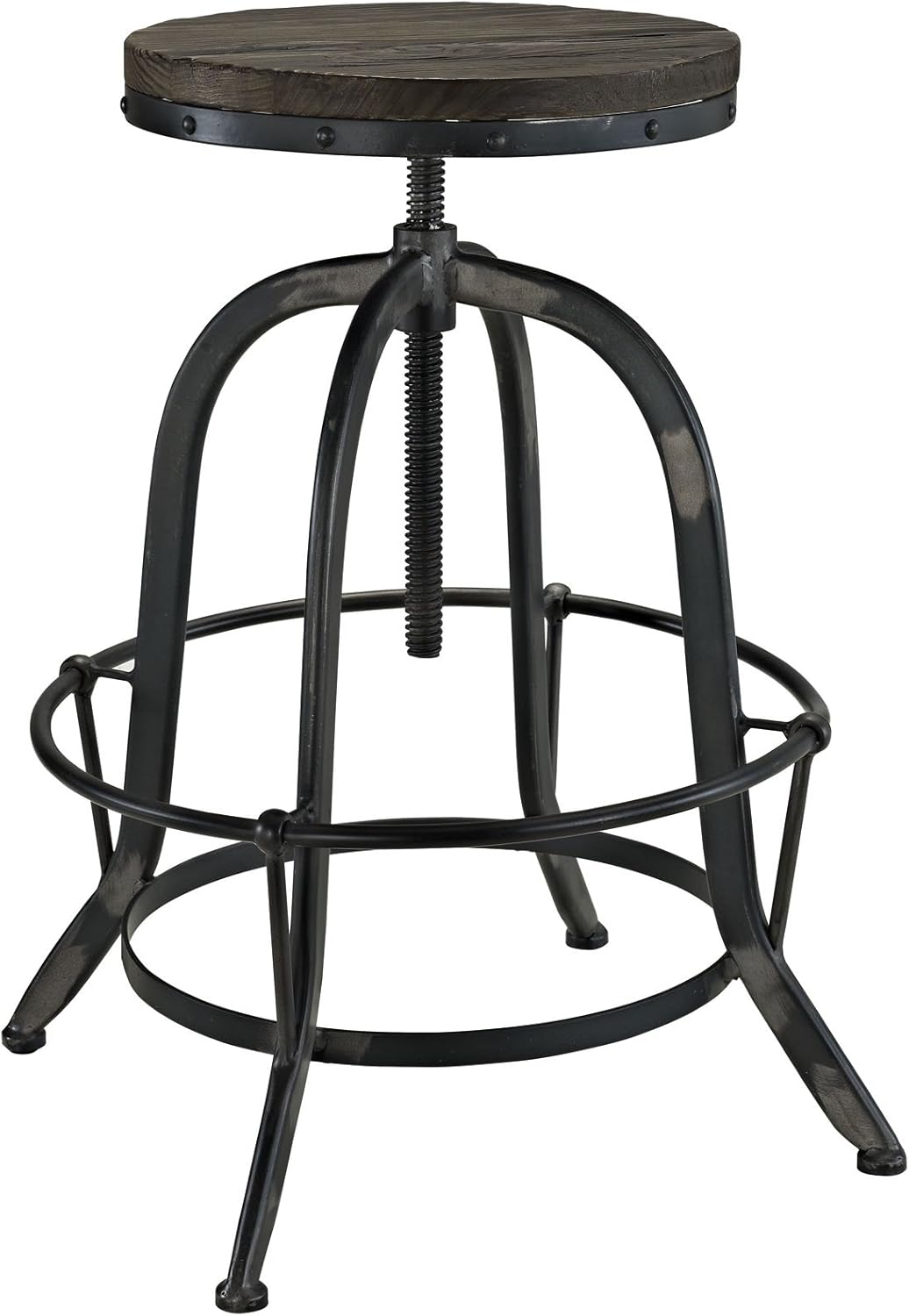 Industrial Old Pub Stool, Wood Top