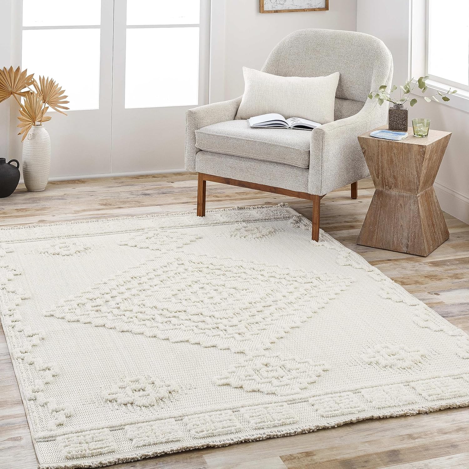 Mark&Day Area Rugs, 8x10 Lohrville Global Cream Area Rug, Beige Grey Carpet for Living Room, Bedroom or Kitchen (7'10
