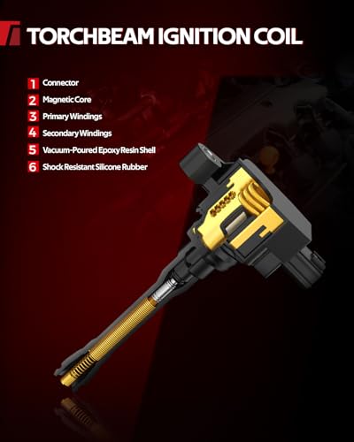 Torchbeam 4 Packs Ignition Coil UF333 Fit for Camry 2002-2011 2.4L,RAV4 2001-2008 2.0L,xB 2010-2015,tC 2011-2016,Highlander 2001-2007 2.4L,Vibe 2009-2010 2.4L,Solara 2002-2006 2.4L,Matrix,Corolla