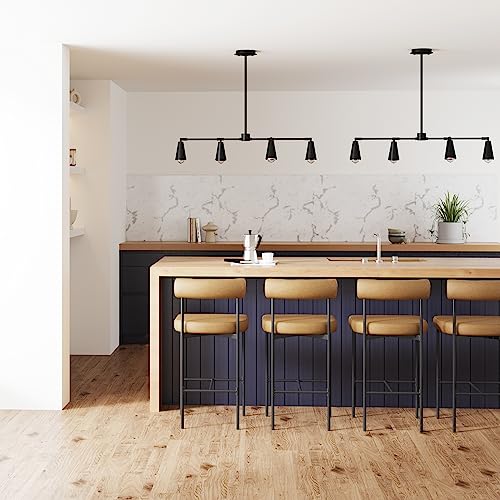 Nathan James Percy Modern 2-Light Pendant Island Light Fixture, Brass Hanging Lights with Gold Metal Shade and Adjustable Cord, for Kitchen, Living Room, Vintage Brass, Set of 2