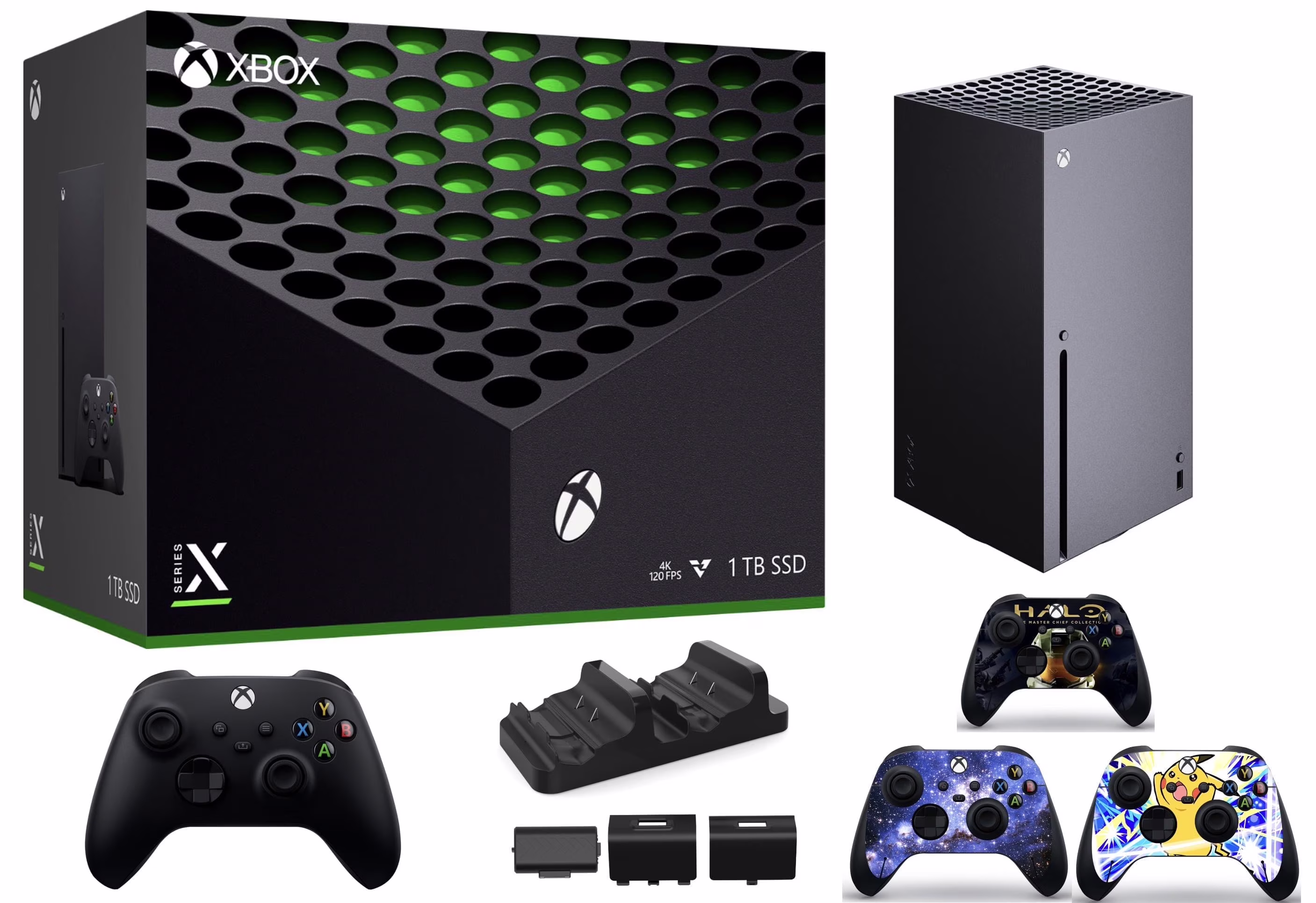 2023 Xbox Series X 1TB SSD Console with Wireless Controller, 16GB RAM, 8X CPU, 4K UHD, 8K HDR, WiFi, Dock, 3 Skins