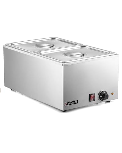 Commercial Food Warmer, 12 x 20 Full Size Electric Countertop Food Warmer with 3 Pans & Covers, Stainless Steel Bain Marie Buffer Server for Parties Buffets Restaurants, 1200W