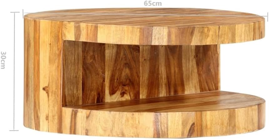 Handcrafted Solid Wood Coffee Table - Round Sheesham Wood Table - Classic Design - for Living Room - 2..8 ft Coffee Table-Brown