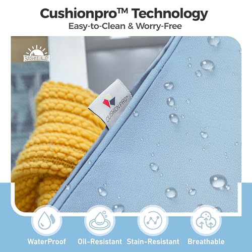 SUNSHINE VALLEY 4 PCS Metal Outdoor Patio Furniture Sets, Patio Conversation Sets 1 3-seater Sofa, 2 Swivel Chairs with 5.75