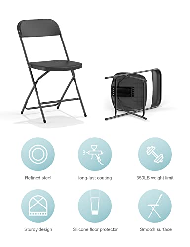 Nazhura Foldable Folding Chairs Plastic Outdoor/Indoor 650LB Weight Limit (BLACK, 4 Pack)