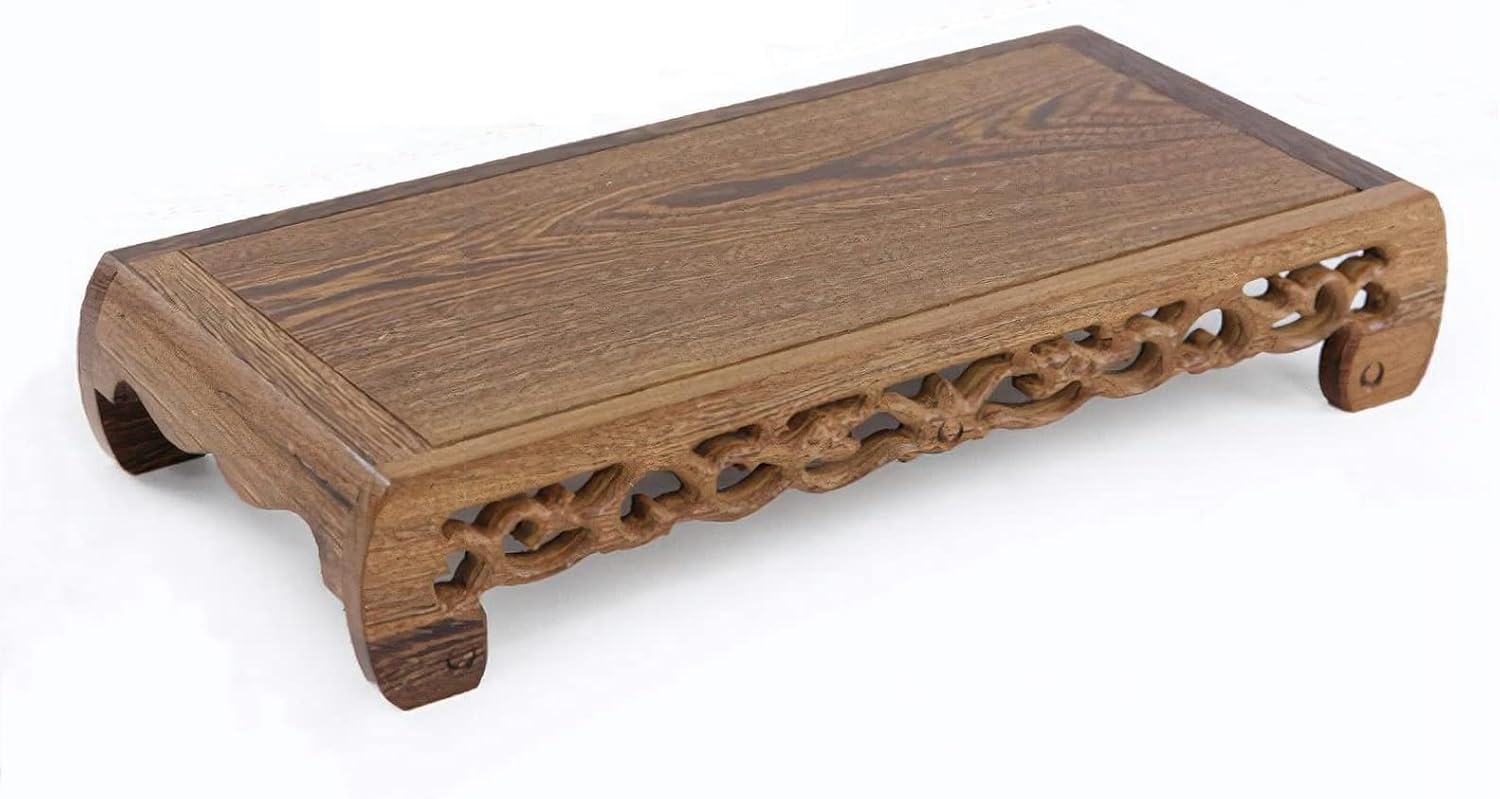 Small Altar Table,Meditation Table,Hand Carved Natural Wood Small Puja Table, Used in The Tea Table Japanese,Study Room,Yoga Room.IT is 15.1 Inches Long,6.9 Inches Wide, 2.7 Inches Tal, Brown