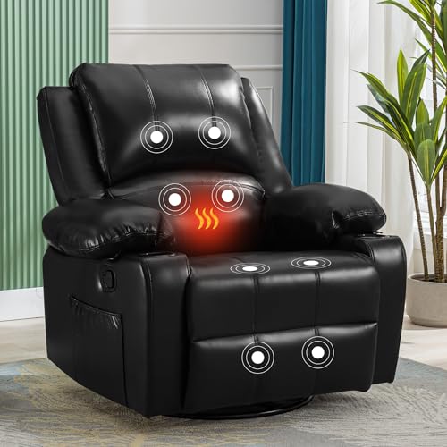 Massage Recliner Chair for Adults Home Theater Seating Seats with 8Point Massage and Heat, Oversized Faux Leather Recliner Chair for Living Room Double Recliner with Storage,Cup holder