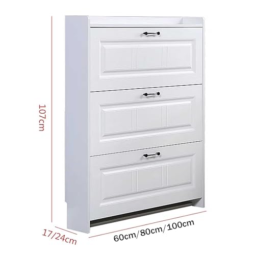 Shoe Storage Hidden Shoe Cabinet Slim Freestanding Shoe Storage Cabinet 24 Pair Shoe Rack Organizer with 3 Flip Drawers Shoe Cupboard for Entryway, Hallway