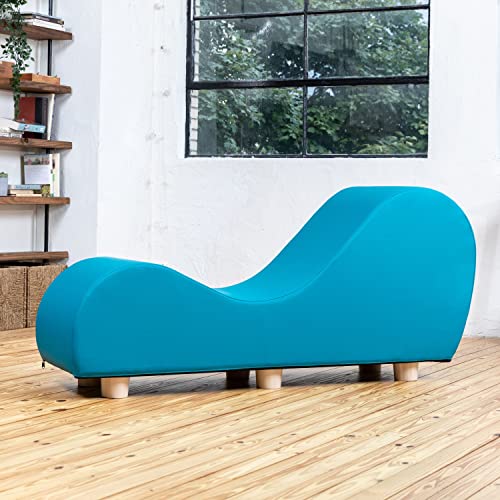 Avana Chaise Lounge Chair for Stretching and Relaxation, Maple Wood Feet, Faux Leather - Claret Red