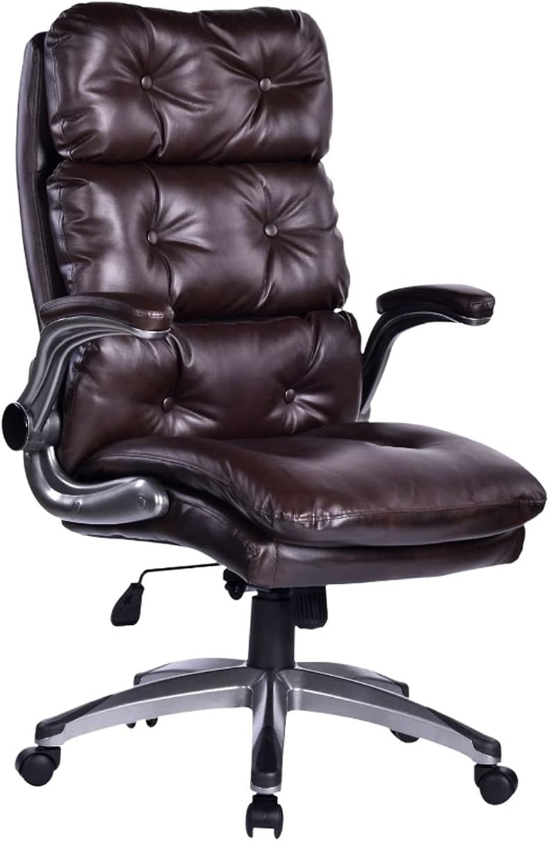 Office Chair Big and Tall PU Leather Executive Home Desk Chair, Thick Padding and Ergonomic Lumbar Support with Adjustable Tilt Angle (