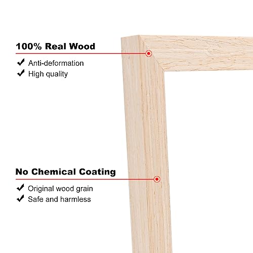 KINLINK 8.5x14 Picture Frames Natural Wood Frames with Acrylic Plexiglass, Tabletop and Wall Mounting Display, Set of 4