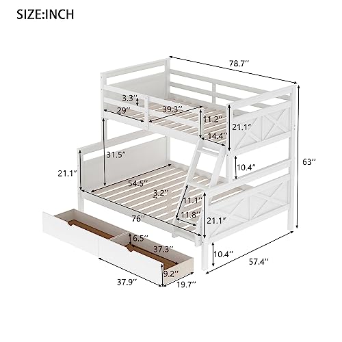 Full Over Full Metal Bunk Bed with Shelf and Guardrails,Bed Frame Support Leg W/Pipe Plugs,for Bedroom,Apartment,Guest Room,Easy Assembly,White