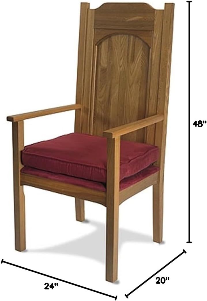 Maple Hardwood Presiders Chair with Arms in Medium Oak Finish, 48 Inch