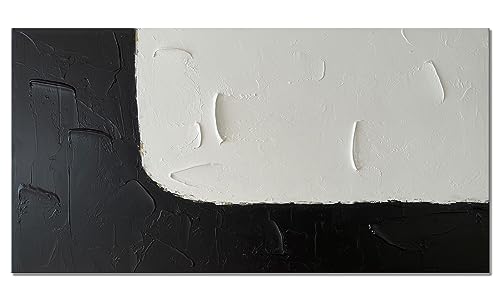 zoinart Large Vertical Wall Art 30x45 Inches Contemporary Black and White Wall Art Heavy Textured Canvas Wall Art Abstract Modern Paintings for Living Room Wall Decorations