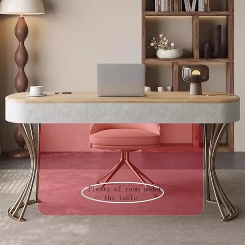 Compuer Desk Solid Wood Desk Living Room Study Office Desk High-Grade Ash Wood Modern Simple Light Luxury Household Pc Table Writing Desk PC Desk(Yellow+Chairs,1.6 * 0.6 * 0.75m)