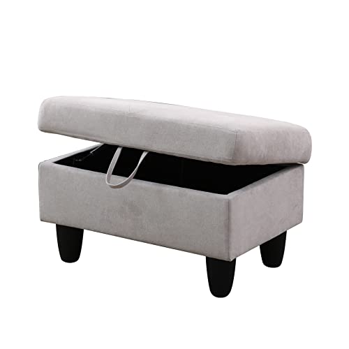 NicBex 35 Inch Storage Ottoman Modern Small Ottoman with Storage Tufted Ottoman Foot Stool with Legs Rectangular Foot Rest for Couch Flannel Ottoman for Bedroom, Living Room, Dark Brown