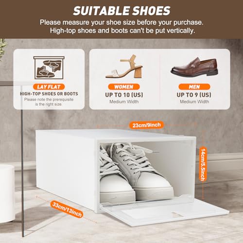 LOYALHEARTDY 20 Pack Shoe Storage Box,Clear Plastic Stackable Shoe Organizer for Closet,Foldable Storage Home Organizer Rack Stack, Flip Shoe Box Kit Rack For Storing Different Kinds Of Items，Clear