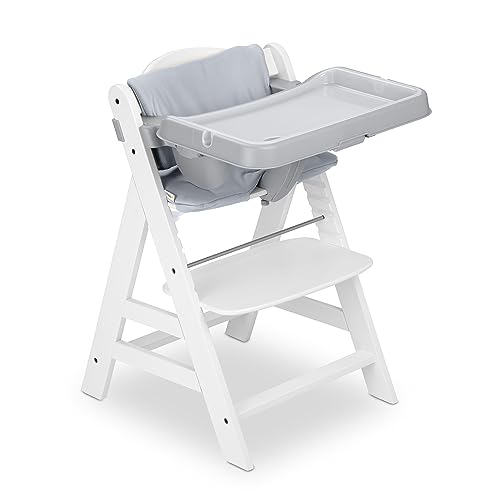 hauck Alpha+ Grow Along Solid Beechwood Highchair with Adjustable Seat, 5 Point Safety Harness, and Bumper Bar for Infants and Toddlers, Vanilla, Highchair