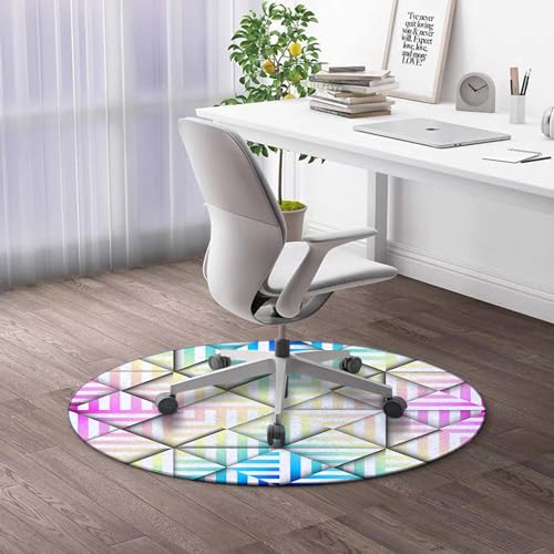 Round Rug 5 FT Vintage Office Desk Chair Mat Star Thick Hard Floor Protector Easy Rolling for Gaming Chairs,without Smell