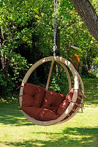 BYER OF MAINE Globo Hanging Chair - Modern Outdoor Furniture Seats 1 - Layered Spruce Wood & Agora Outdoor Cushion for Comfy Hanging Pod Chair - 48
