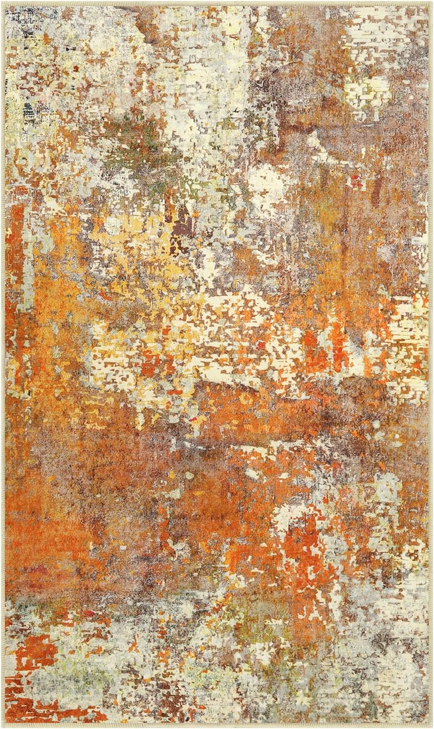 Lahome Modern Abstract Area Rug - 3x5 Soft Rugs for Bedroom Washable Living Room Entryway Rug, Contemporary Non Slip Indoor Accent Carpet for Nursery Office Kitchen Bathroom, Yellow/Gold/Cream