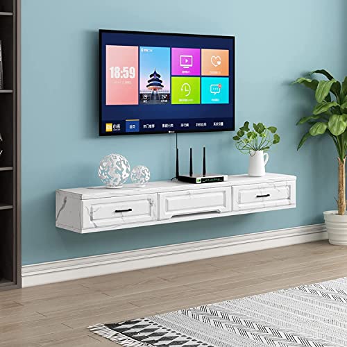 Floating TV Stand Cabinet Wall Mounted Tv Unit Floating Tv Stand,Wall Mounted Entertainment Center with Cable,Livingroom Bedroom Set-Top Box Bracket