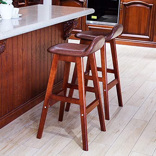 Bar Modern Fashion Bar Chairs with Backrest Padded High Red Brown Solid Wood Frame, Simple Kitchen Dining Chair Front Desk Chair