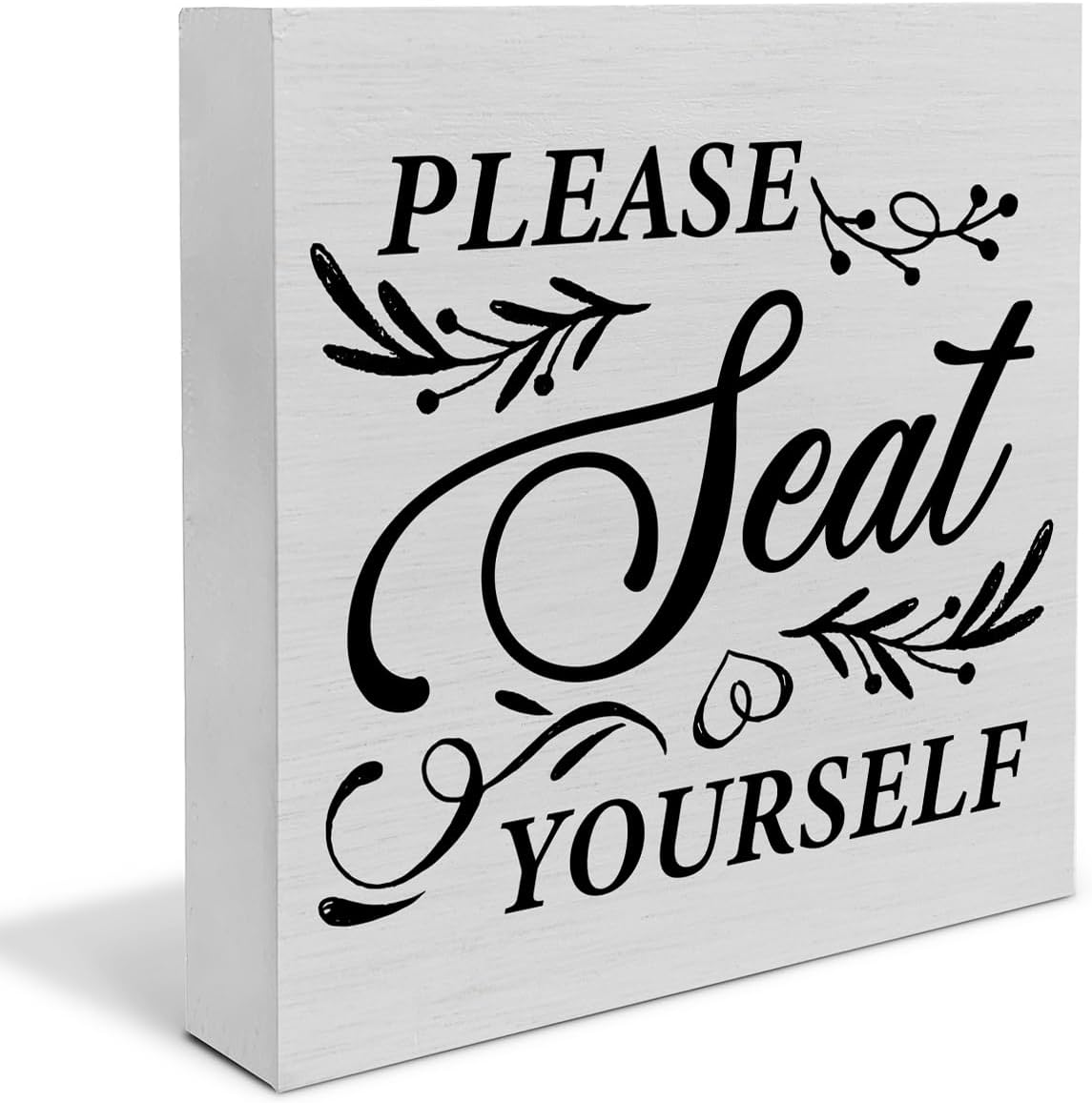 Rustic Bathroom Wooden Box Sign Desk Decor, Please Seat Yourself Wood Block Sign Home Bathroom Toilet Tabletop Shelf Desk Decoration, 5 X 5 Inches