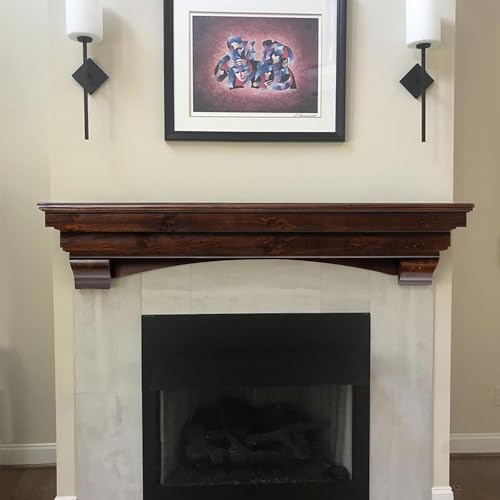 MANTELSDIRECT Mantels Direct Salem Wood Mantel Shelf with Arched Corbels - Unfinished 60 Inch | Wooden Rustic Wall Mounted Shelf from Pine Wood - Perfect for Fireplaces, TVs & Décor