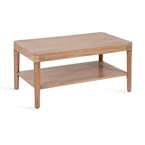 Kate and Laurel Talcott Transitional Tiered Rectangle Coffee Table for Living Room Decor, 36x20x18, Walnut Brown